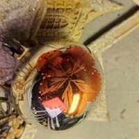 soelv-glas-julekugle-orange-kobberfarvet-blomst-gammel-juletraesjulekugle